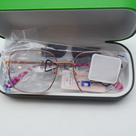 NEW Kate Spade Salome/BB Blue Light Blocking Eyeglasses Gold Square Frame - Picture 7 of 8